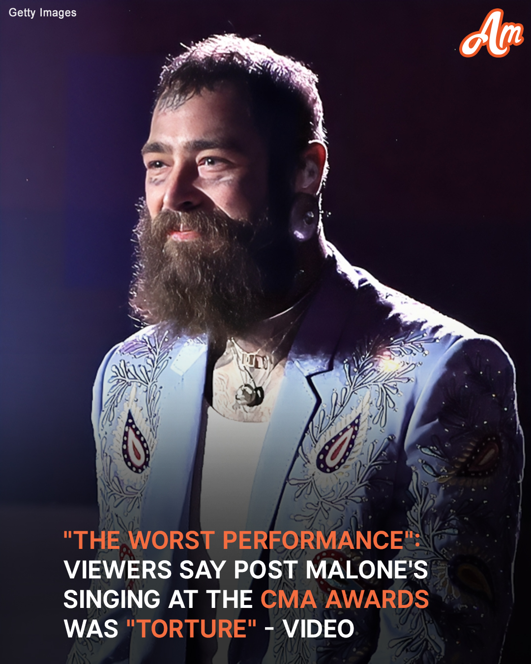 Users Blast Post Malone for ‘Terrible’ Performance at CMA Awards – Video